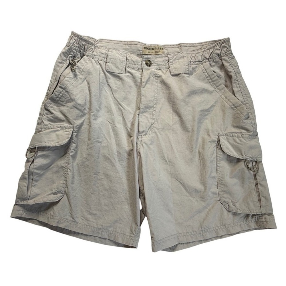 Rugged Earth Outfitters Mens Cargo Shorts Tan Khaki Nylon Hiking Utility Size M